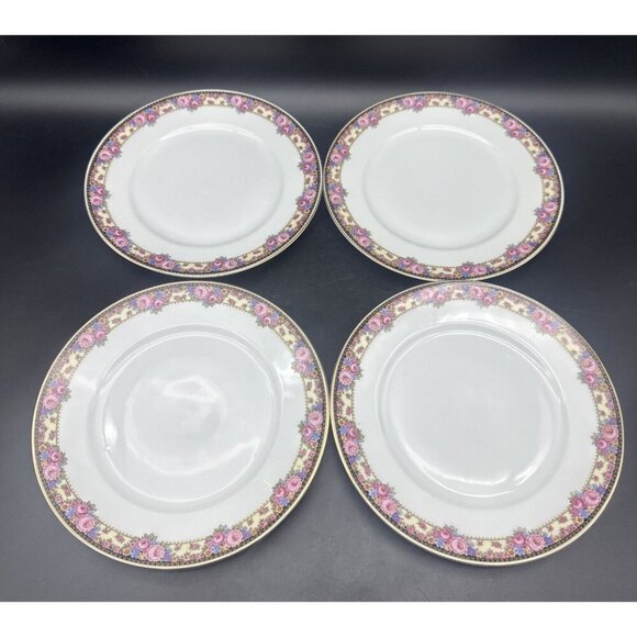 Edelstein Bavaria 2471 White Pink Floral Gold Edge 10” Dinner Plates Set Of 4 - Picture 3 of 6